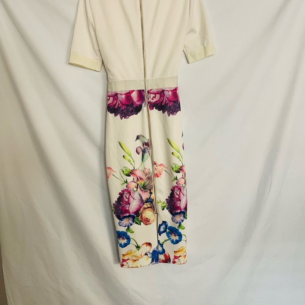 Ted Baker London Cream Midi Dress with Floral Print - Picture 5 of 11